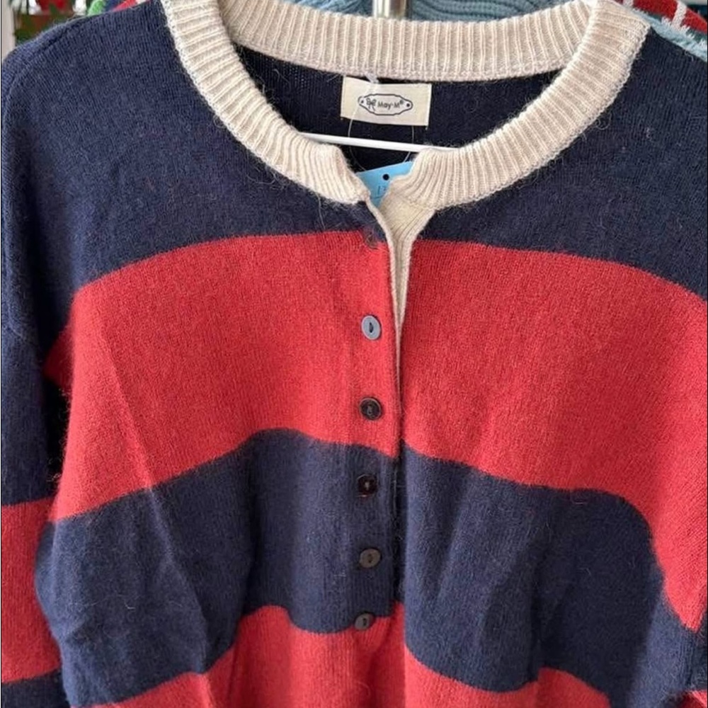Striped Red and Navy Women's Sweater